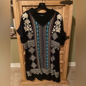 Black embroidered dress